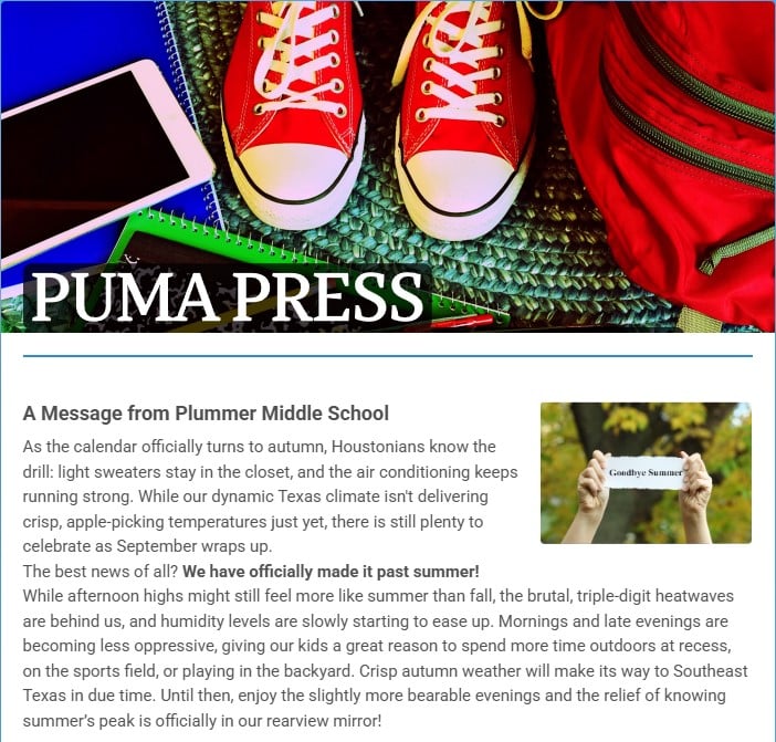 Parent Newsletter, September 28-October 2